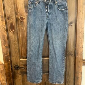Levi's 501 Blue Denim Jeans with Brown Label